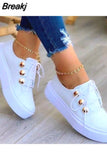 Spring Korean Sports Shoes Lace Up flats Breathable White Shoes platform Woman Shoes casual Sneakers zapatos de