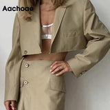 Fashion 2 Piece Set Women Blazer Skirt Suit 2021 Solid Color Cropped Blazer Sets Ladies Side Split Mini Skirts