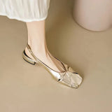 Breakj New Spring And Summer Soft Leather Sandals Women Wear Flat Shoes With Square Gold Silver