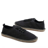 Men Canvas Shoes Breathable Men's Loafers Slip On Solid Black White Hemp Wrap Mens Shoes Espadrilles