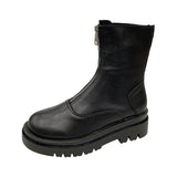 Boots Women's Low Shoes Round Toe Luxury Designer Zipper Boots-Women Flat Heel Ankle Med Autumn Fashion Rubber 2023