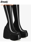Dropship Brand New Gothic Style Sexy Elegant Chunky Platform Women Ankle Boots Big Size 43 Walking Comfy Woman
