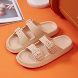 Adjustable Buckle Platform Slippers Women Non Slip Home Cloud Slipper Woman Eva Soft Sole Pillow Slides Sandals