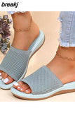 Women Sandals Summer Casual Sandals Slip On Flat Elastic Force Women Shoes Outdoor Sandals For Beach Light Slipper Zapatos