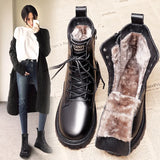 Boots Winter New Boots Women's Shoes Fashion Round Head Leather Ankle Boots 2021 Black Boots Comfortable