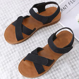 Summer Women's Sandals PU Hook Loop Woman Flat Shoes Open Toe Classic Ladies Sandals Casual Rome Soft Leather Beach