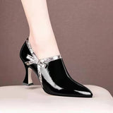 NEW Fashion Spring Shoes Women Pumps High Heels Pointed Toe Bowtie Side Zip Female Footware Black Green