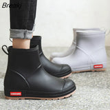 Boots Women Ankle Shoes Waterproof Rain Rubber Shoes for Rain Day 2023 New Slip on Female Short Boots Solid Warm