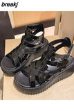 Women Sandals Women Platform Wedge Sandals 5cm High Heels Women Shoes Summer Sneakers Sandalia Roman Sandals Green White