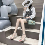 Breakj Summer New With Buckle Sandals Female Sense Silver Fairy Wind 9CM Bed High