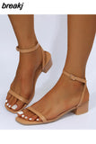 Women Sandals Casual Low Heel Narrow Band Ankle Strap Summer Gladiator Shoes Ladies Summer Beach