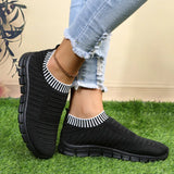 Stripe Knitted Socks Sneakers Women 2023 Spring Summer Slip on Flats Shoes Woman Plus Size Breathable Mesh Running
