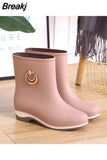 Women Rubber Boots Elegant Short Ankle Rain Boots Fall Autumn Rain Day Waterproof Woman Shoes Rain Boots Women