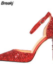 Elegant Party Sandals Metal Stiletto Glitter Pumps Luxury Women's Wedding Shoes Bride Gold Silver 2023 Women High