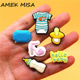 1pcs Hello Baby PVC Shoe Charms Decoration Teether Pacifier Designer Shoes Buckle Accessories Badges Croc Accessory