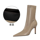 Breakj Stylish Simple, Thin, High, Shallow Pointed Sexy Nightclub Show Short Boots Women's