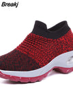 Women Casual Shoes Fashion Cushioned Wedge Sneakers Walking Sports Shoes Mesh Platform Female Running Shoes Zapatillas De