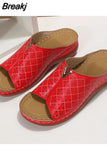 Women Wedge Slippers 2023 Casual Female Slides Lightweight Shoes Anti-slip Platform Retro Shoes Orthopedic Women