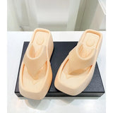 Platform Women Slippers Summer Square Toe Brand Satin Sandals WomenSexy High Heels Shoes Beach Sandals Flip Flops