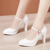 Model Catwalk High Heels Women's Waterproof Table Tip Large Size 40-43 Fine Heels Professional Single Shoes Work