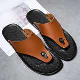 Slippers Summer Flip-Flops for Men Beach Slippers Brown Sandals Comfortable Shoes Non-Slip Bathroom Shoes Men