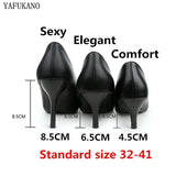 Single Shoes Simple Comfort Work Shoes Black High Heels Formal Wear Leather Shoes Sexy Small Size Women's Shoes