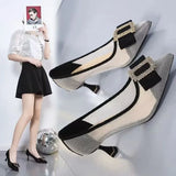 Women's Summer Footwear Sandals with Medium Heels Shoes for Woman 2023 Rhinestone Crystals Stilito Black Pointed Toe Diamond A