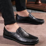 Brand Genuine Leather for Men Fashion Casual Shoes Slip on Loafers Breathable Black Driving Shoes Big Size Men