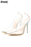 Transparent stiletto High Heels for Women Sexy Pointed Toe Leopard Party Women's Summer Shoes Size 41 42 2023 New