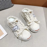 Platform Casual Canvas Half Slippers Label Sewing Designer Lace Up Shoes Slip On Sneakers Cross Tied Trainers For