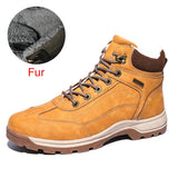 Classic Winter Warm Men Boots Split Leather Outdoor Snow Boots Handmade Waterproof Working Non-slip Ankle