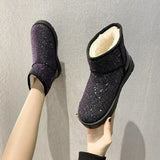 Women Glitter Boots 2023 Short Plush Woman New Warm Soft Ladies Ankle Boot Winter Fur Bling Platform Female Casual