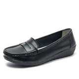 Flats Slip On Soft Loafers Women Genuine Leather Shoes Platform Nurse Ladies Flat Shoes Wedge White Zapatos De