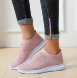 New Women Crystal Sneakers Spring Autumn Casual Zipper Flat Shoes women Non-slip Breathable Outdoor Vulcanized Shoes