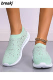 Crystal Breathable Mesh Sneakers Shoes for Women Comfortable Soft Bottom Flats Plus Size 43 Non Slip Casual Shoes