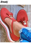 Women's Sandals Summer Vulcanized Shoes Fashion Tassel Casual Style Flat Shoes Solid Color Thick Bottom Women's