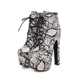 Autumn Winter Ankle Boots Women Sexy Nightclub Solid Patent Leather Pumbs Cross Lace-Up PU Platform Shoes Size