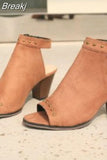 Ladies Women's Leopard Ankle Boot Woman Fashion Summer Female Block Chunky Heels Comfortable Ladies Short Botas Open