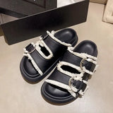 Shoes Woman 2024 Slippers Flat Platform Pantofle Luxury Slides New Rubber Designer Fashion PU Female Shoes Womens Slippers