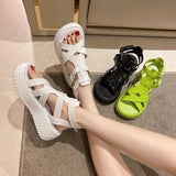 Women Sandals Women Platform Wedge Sandals 5cm High Heels Women Shoes Summer Sneakers Sandalia Roman Sandals Green White