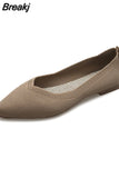 Fashion Slip on Mesh Loafers Breathable Stretch Ballet Shallow Flat Elegant Women Soft Bottom Pointed Toe Boat Shoes
