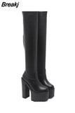 Design Gothic Boots Square Heel Platform Chunky Women Ankle Boots 2023 New Autumn Sexy Elegant Woman Shoes
