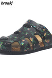 New Summer Buckle Cork Slipper 2023 Casual Women Beach Outside Non-slip Closed Toe Cut-outs Slides