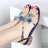 Sandals Women's Open-Toed Summer Fashion Low Heel Comfort All-Purpose Diamond-Encrusted Bohemian Sandals