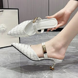 Pointed Toe Mules Fashion Women Slippers Casual Women's Shoes Women High Heels Elegant Ladies Outdoor