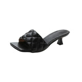 Slippers High Heels Wear-resistant Summer Open Toe Solid Color Sandals Stiletto White Black Heels Luxury Prom Woman