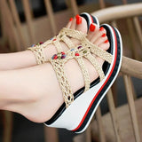 Platform Wedge Peep Toe Casual Bling Slide Outdoor Beach Ladies Shoes Woman Zapatos De Mujer 2023 Summer Women