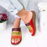 Women Sandals 2023 Summer Wedge Slip On Shoes Female Thick Bottom Slippers Beach Shoes Dropshipping Rome Retro Open Toe