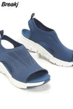 Women Summer Knitting Mesh Breathable Sandals Ladies Sandy Beach Wedge Sandals Platform Comfortable Slip-On Women's