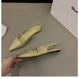 Pointed Toe Sandals Women 2023 Summer New Ankle Buckle Fashion Temperament Flat Comfortable Women's Solid Sandalias